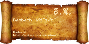 Bambach Máté névjegykártya